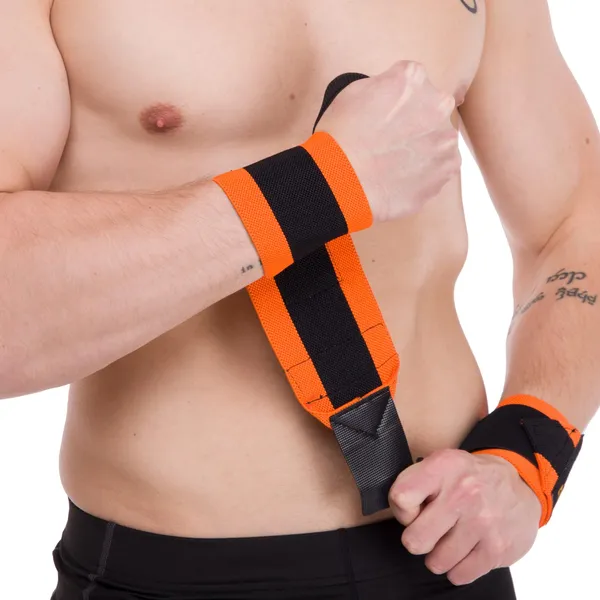 Бинты кистевые для жима STRENGTH WRIST WRAPS Zelart TA-7807 Черный-оранжевый — фото 3