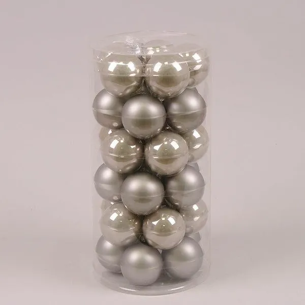 Кулі новорічні скляні D 5,7 см 30 шт (B57-30 GREY) сірі, кулі на ялинку, ялинкові іграшки