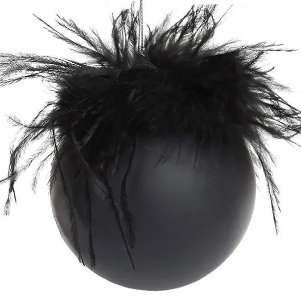 Кулі новорічні D-10 см, набір 3 шт (12648), з матовим покриттям та декором з пір'я, прикраси на ялинку, ялинкові іграшки