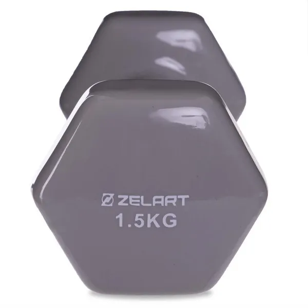 Гантель для фітнесу з вініловим покриттям Zelart (TA-2777-1_5) 1шт 1,5кг Сірий — фото 3