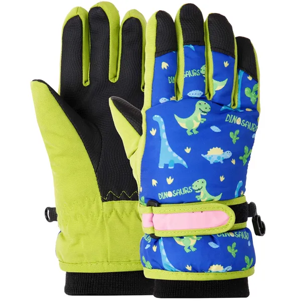 Рукавички лижні дитячі зимові LUCKYLOONG C-1699 L-XL синій-салатовий