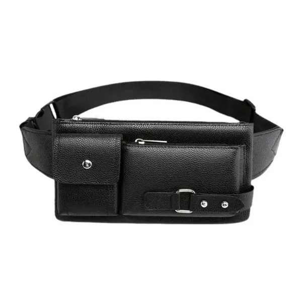 Чоловіча сумка поясна та нагрудна зі шкірозамінника kk900-2 Black