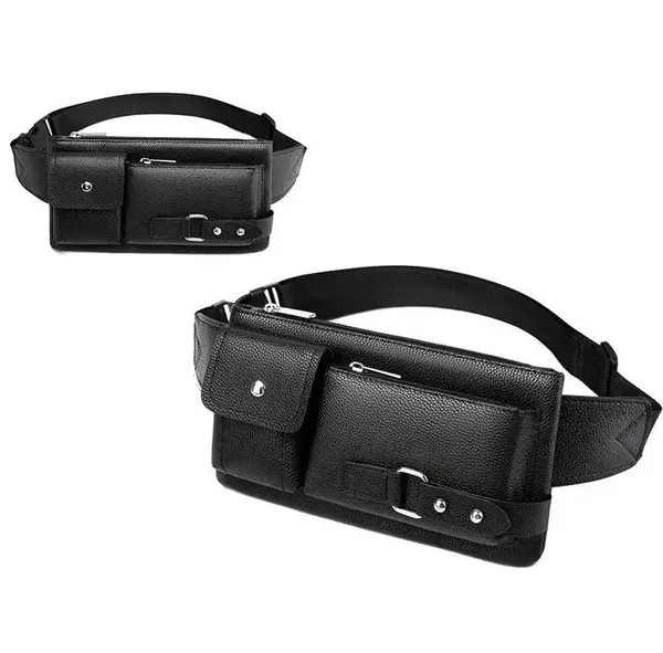 Чоловіча сумка поясна та нагрудна зі шкірозамінника kk900-2 Black — фото 4