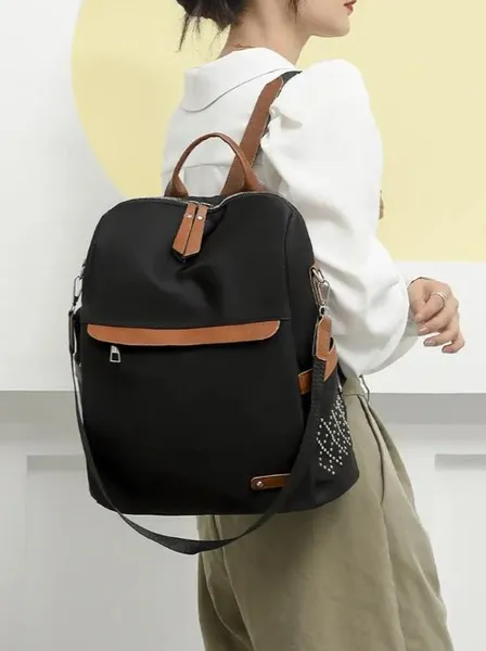 Рюкзак женский городской из нейлона стильный n1348-5 Black — фото 3