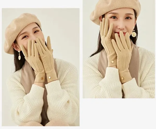 Жіночі теплі рукавички з німецького оксамиту N179 Бежеві — фото 3