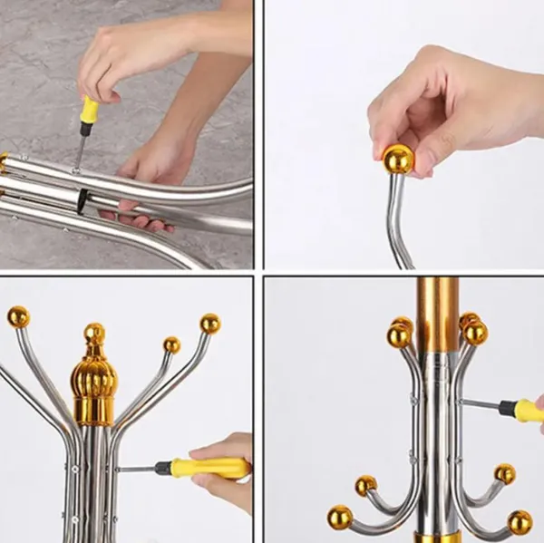 Підлогова вішалка для одягу Coat Rack (тринога), 16 гачків, металева Зелена — фото 2
