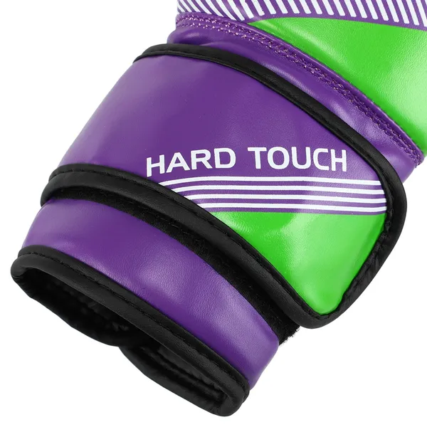 Перчатки боксерские детские HARD TOUCH BO-7709 размер 4 унции фиолетовый-салатовый — фото 3