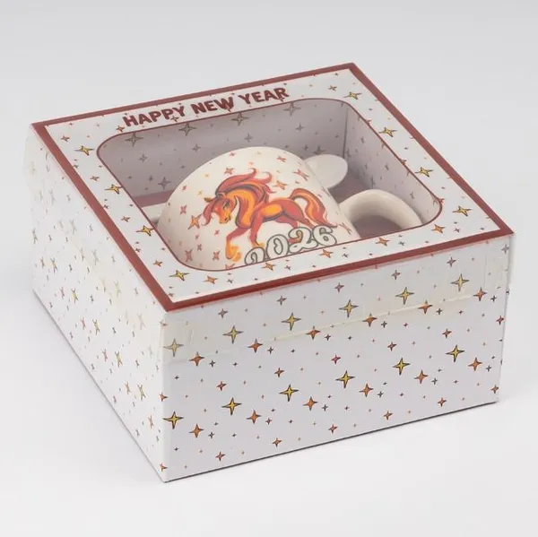 Кружка з ложечкою "Символ 2026 року - Вогняний Кінь", 200 мл (9250-002) — фото 2