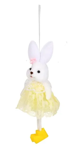 Фігурка-підвіска великодня "Easter Bunny" 14см R40490 жовта з білим
