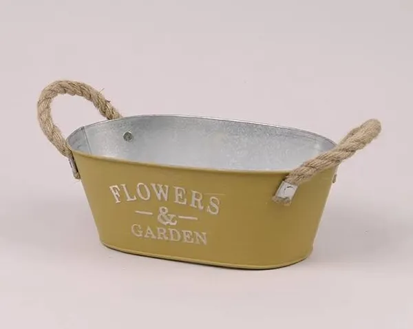 Кашпо металеве овальне гірчичне Flowers & Garden 39376