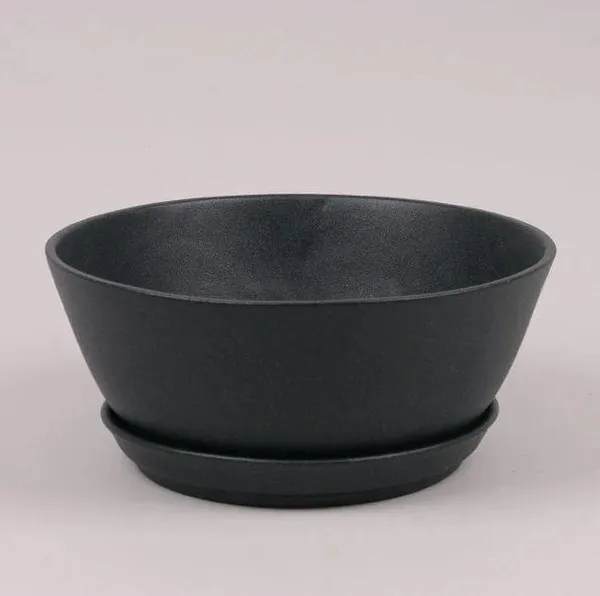 Горщик керамічний Flora Бонсайниця крихта, 2,5 л, чорний, 22,7×10 см (10008)