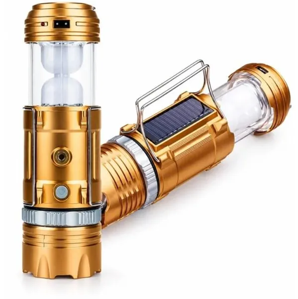 Фонарь кемпинговый HB-9688, 8 LED + 3W Warm LED, аккумуляторный, с солнечной панелью и USB — фото 2