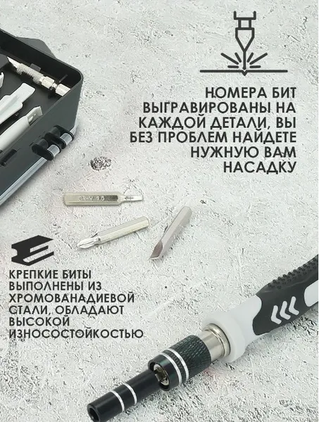 Викрутка з набором (115 в 1) біт інструментів для точних робіт — фото 6