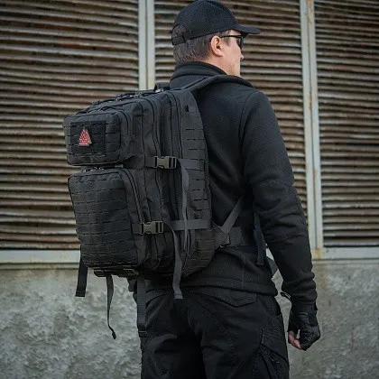 Рюкзак туристичний (36 л) M-Tac Large Assault Pack Laser Cut Black (Чорний) з D-кільцем — фото 2