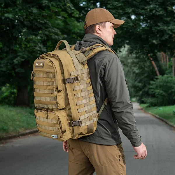 Туристичний рюкзак водонепроникний M-Tac Trooper Pack Coyote з безліччю відділень та місцем для гідратора — фото 2