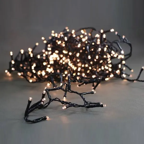 Гірлянда на 6 м., 80 LED діодів, дріт гнучкий чорний, свічення Біле тепле від 220В (на ялинку, штору, вікно, стіну) — фото 2