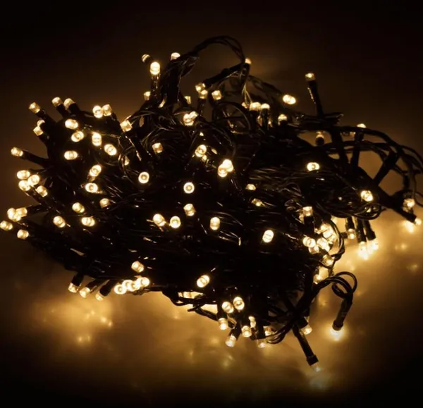 Гірлянда на 6 м., 80 LED діодів, дріт гнучкий чорний, свічення Біле тепле від 220В (на ялинку, штору, вікно, стіну) — фото 6