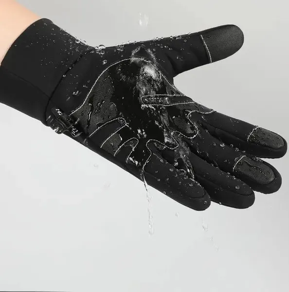 Зимові рукавички спортивні водонепроникні сенсорні (для смартфона) флісові чорні (теплі, біг, лижі, туризм) р-р (Q809) XXL — фото 2