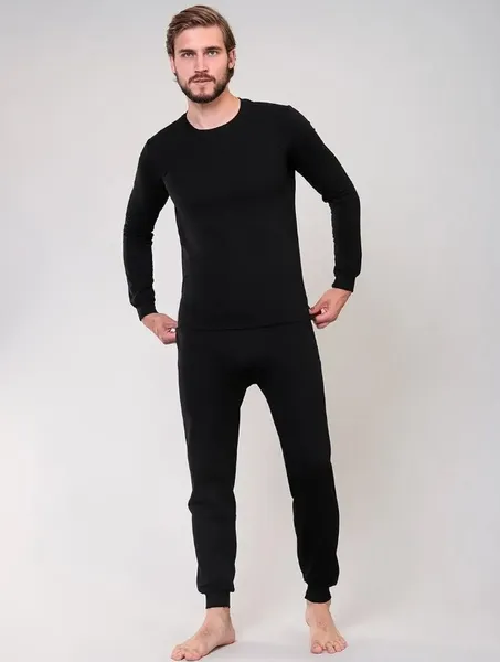 Комплект чоловічої термобілизни (лонгслів та кальсони) нар. 2XL (48-50) Чорний (зимове, сп