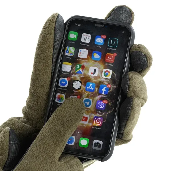 Флісові рукавички з утеплювачем M-Tac Fleece Thinsulate Olive Розмір L (23-25 см) (Touch Screen сенсорні) — фото 2