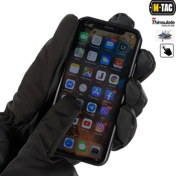 Рукавички для активного відпочинку Soft Shell Thinsulate Black Размер XL (сенсорні, софтшелл, непромокальні) — фото 2