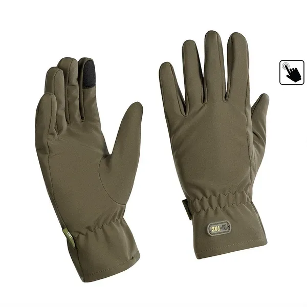 Зимові сенсорні рукавички M-Tac Soft Shell Olive Розмір XL (90010001)