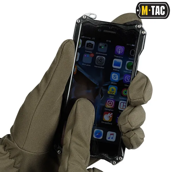 Зимові сенсорні рукавички M-Tac Soft Shell Olive Розмір XL (90010001) — фото 2