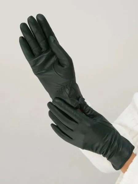 Рукавички жіночі натуральні шкіряні зимові M 7.5 (19-20 см) Чорні з підкладкою із вовни утеплені (G-01) — фото 3