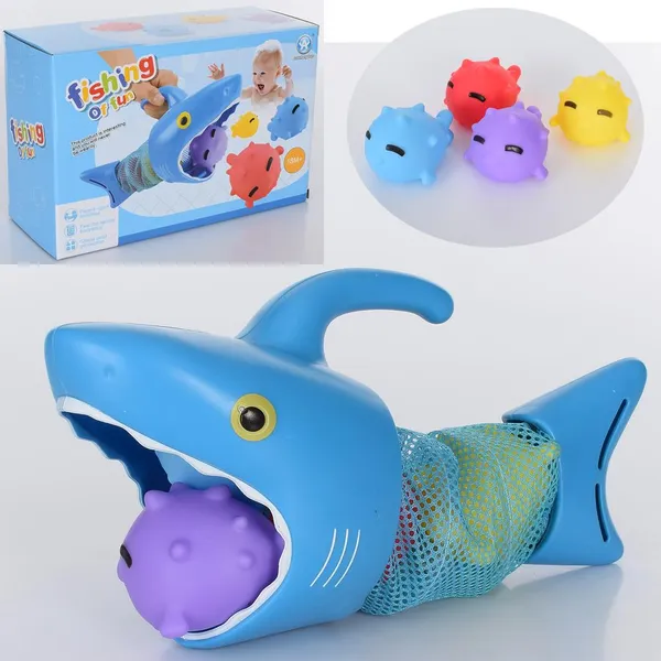 Ігра рибалка дитяча для ігор у воді (ванної) з дитиною Акула (Shark) з 4 рибками (м'ячами) 630 (для купання) — фото 3