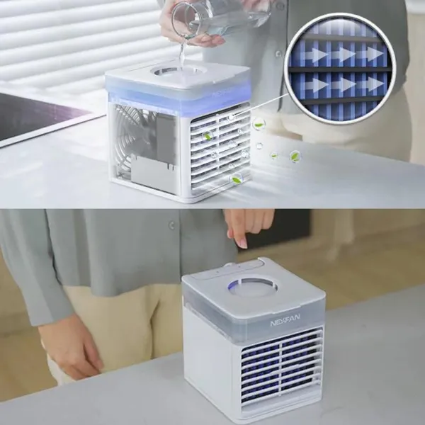 Міні-кондиціонер NexFan 7LED - працює від мережі та USB (кондиціонер, вентилятор, зволожувач - 3 в 1) — фото 2