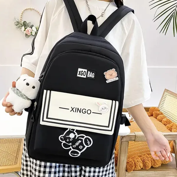 Рюкзак 4 в 1 шкільний для дівчинки XGO BAG (набір: рюкзак, шоппер, пенал, сумочка), чорний — фото 3