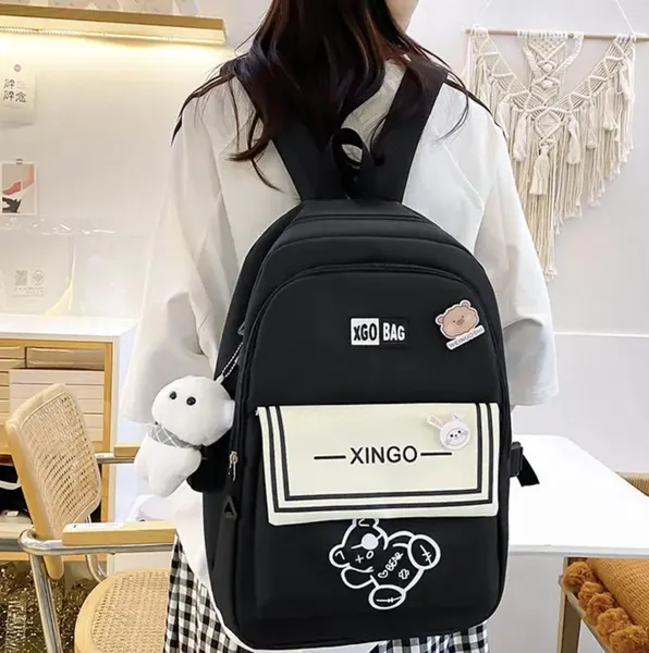 Рюкзак 4 в 1 шкільний для дівчинки XGO BAG (набір: рюкзак, шоппер, пенал, сумочка), чорний — фото 4