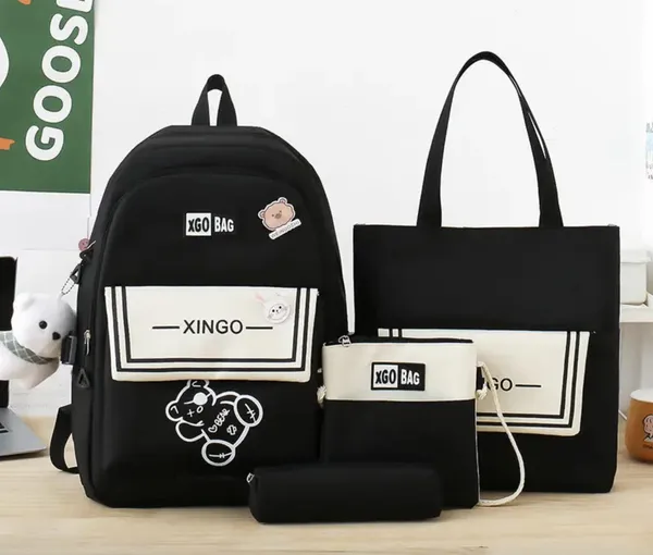 Рюкзак 4 в 1 шкільний для дівчинки XGO BAG (набір: рюкзак, шоппер, пенал, сумочка), чорний — фото 5