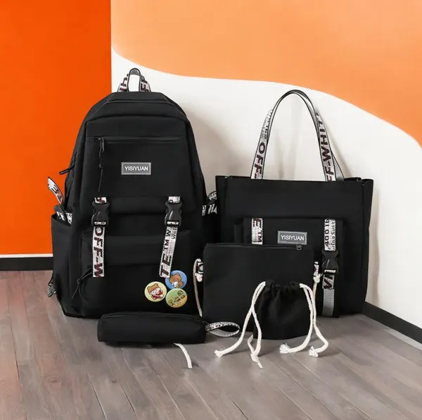 Рюкзак 5 в 1 шкільний для дівчинки OFF-White (набір: рюкзак, шоппер, пенал, сумочка, гаман