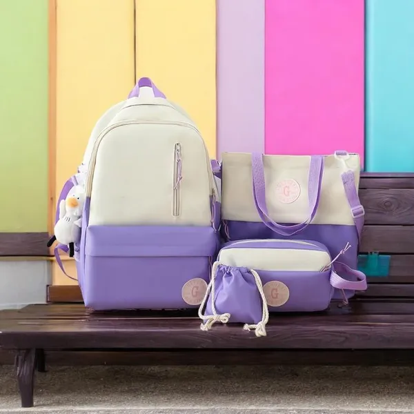 Рюкзак 4 в 1 шкільний для дівчинки G-Bag (набір: рюкзак, шоппер, пенал, сумочка), фіолетовий