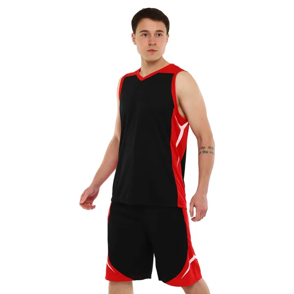 Форма баскетбольна майка та шорти LIDONG L046 2XL Чорний/Червоний