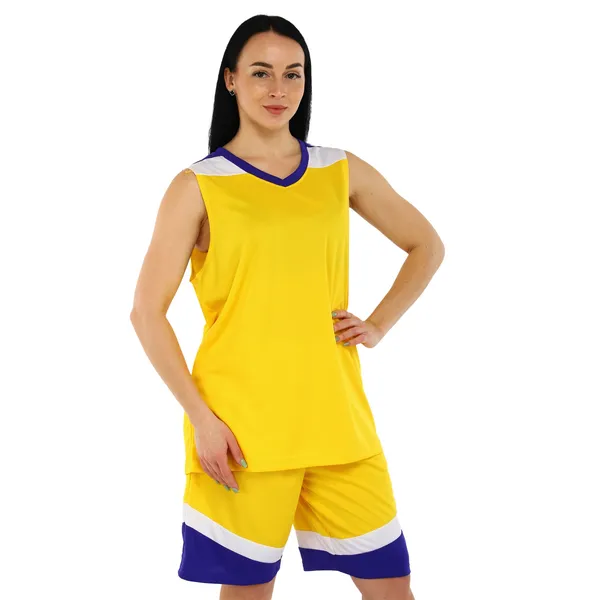 Форма баскетбольная майка и шорты LIDONG L050 3XL Желтый/Фиолетовый — фото 4