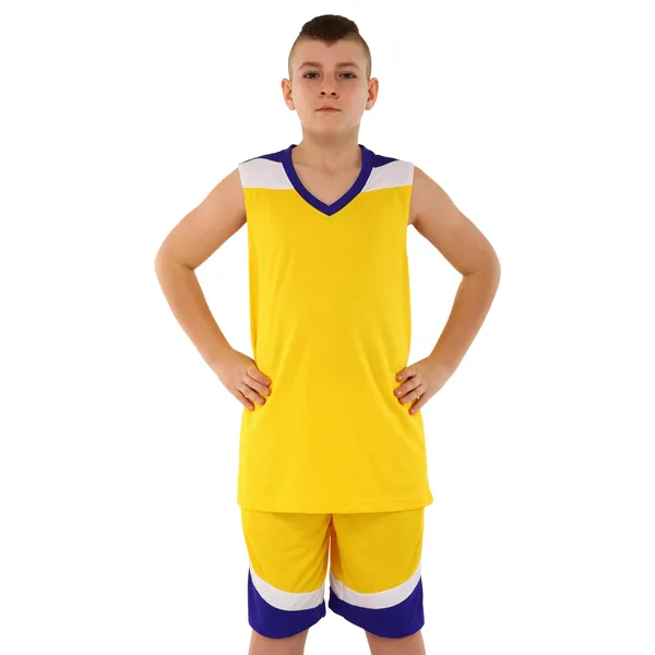 Форма баскетбольная майка и шорты LIDONG L050 3XL Желтый/Фиолетовый — фото 6