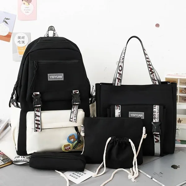 Рюкзак 5 в 1 шкільний для дівчинки OFF-White (набір: рюкзак, шоппер, пенал, сумочка, гаман