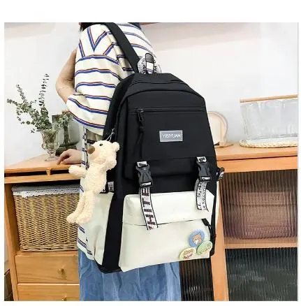 Рюкзак 5 в 1 шкільний для дівчинки OFF-White (набір: рюкзак, шоппер, пенал, сумочка, гаманець), Чорно-білий — фото 2
