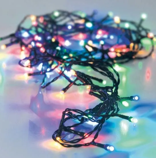 Гірлянда на 7 м., 100 LED діодів, дріт гнучкий чорний, свічення Різнокольорове (8 режимів)