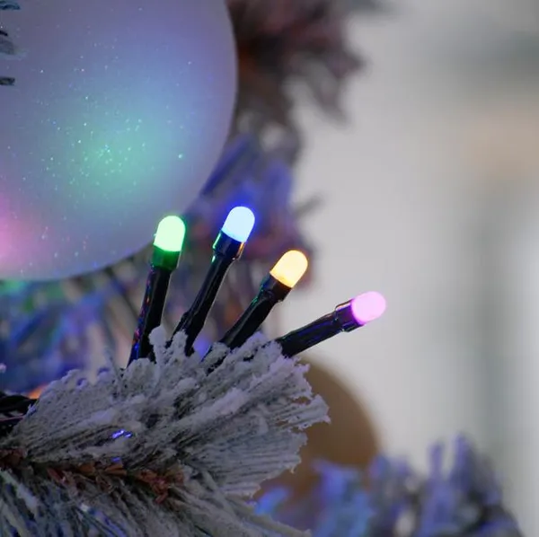 Гірлянда на 7 м., 100 LED діодів, дріт гнучкий чорний, свічення Різнокольорове (8 режимів) від 220В (на ялинку, штору, вікно, стіну) 100M-4 — фото 4