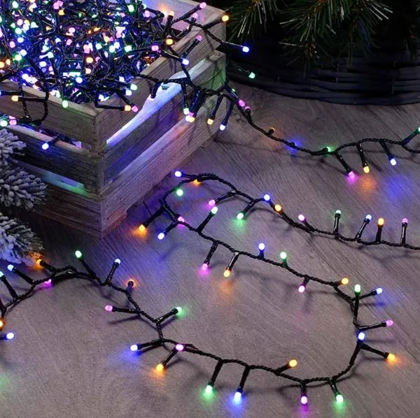 Гірлянда на 7 м., 100 LED діодів, дріт гнучкий чорний, свічення Різнокольорове (8 режимів) від 220В (на ялинку, штору, вікно, стіну) 100M-4 — фото 6