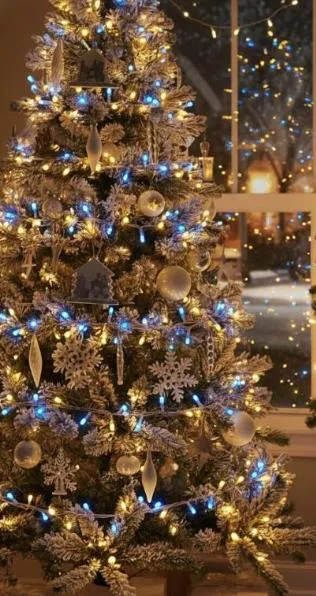 Гірлянда новорічна конус Ukraine 10 м 200 LED, світло жовто-блакитне (чорний провід) 1220-