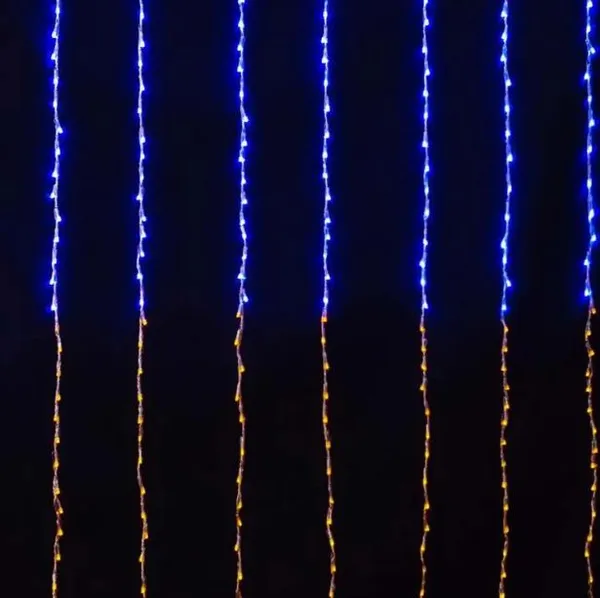 Гірлянда новорічна водоспад Ukraine 360 ​​LED, 3 м х 1,2 м, свічення жовто-блакитне 1531-26, 8 режимів, від 220В (на ялинку, штору, вікно, стіну) — фото 4