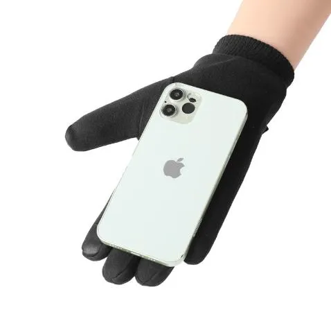 Бархатные зимние перчатки мужские спортивные сенсорные (для смартфона) черные (теплые, бег, лыжи, туризм) р-р (0604) L — фото 4