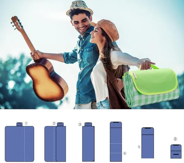 Сумка-килимок для пікніка 200*147*0,4 см (туристичний) водонепроникний плед на природу підстилка непромокальна (пляжа, риболовля, полювання — фото 4