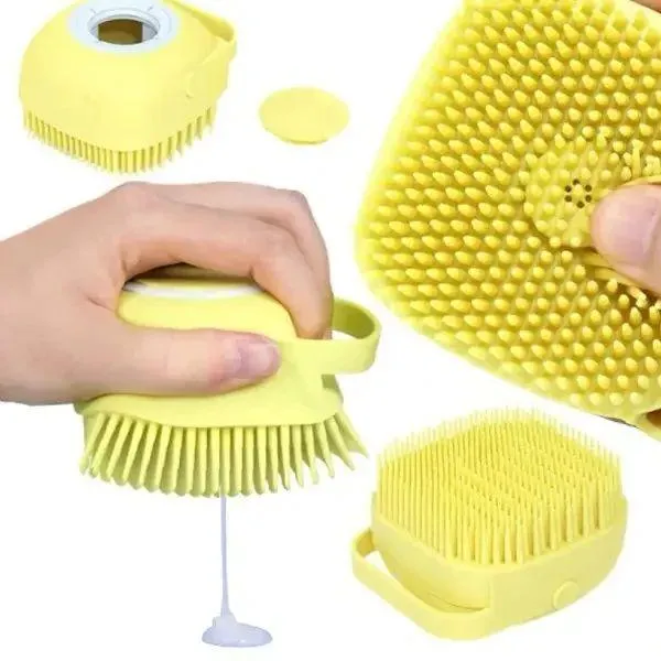 Cиликонова масажна щітка мочалка YELLOW Silicone Massage Bath | Мочалка для купання Щітка 