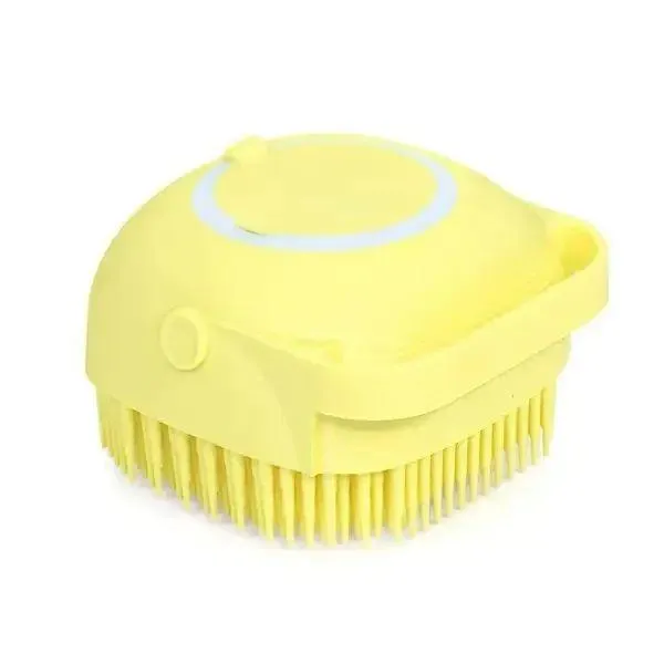 Cиликонова масажна щітка мочалка YELLOW Silicone Massage Bath | Мочалка для купання Щітка для тварин — фото 2