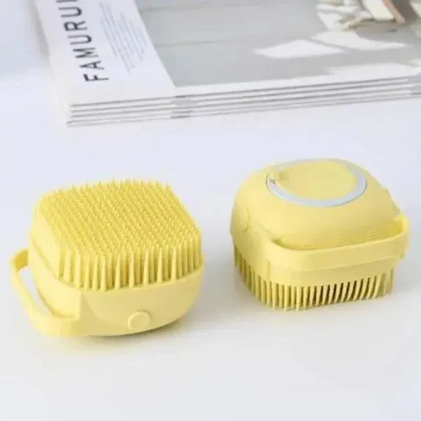 Cиликонова масажна щітка мочалка YELLOW Silicone Massage Bath | Мочалка для купання Щітка для тварин — фото 3